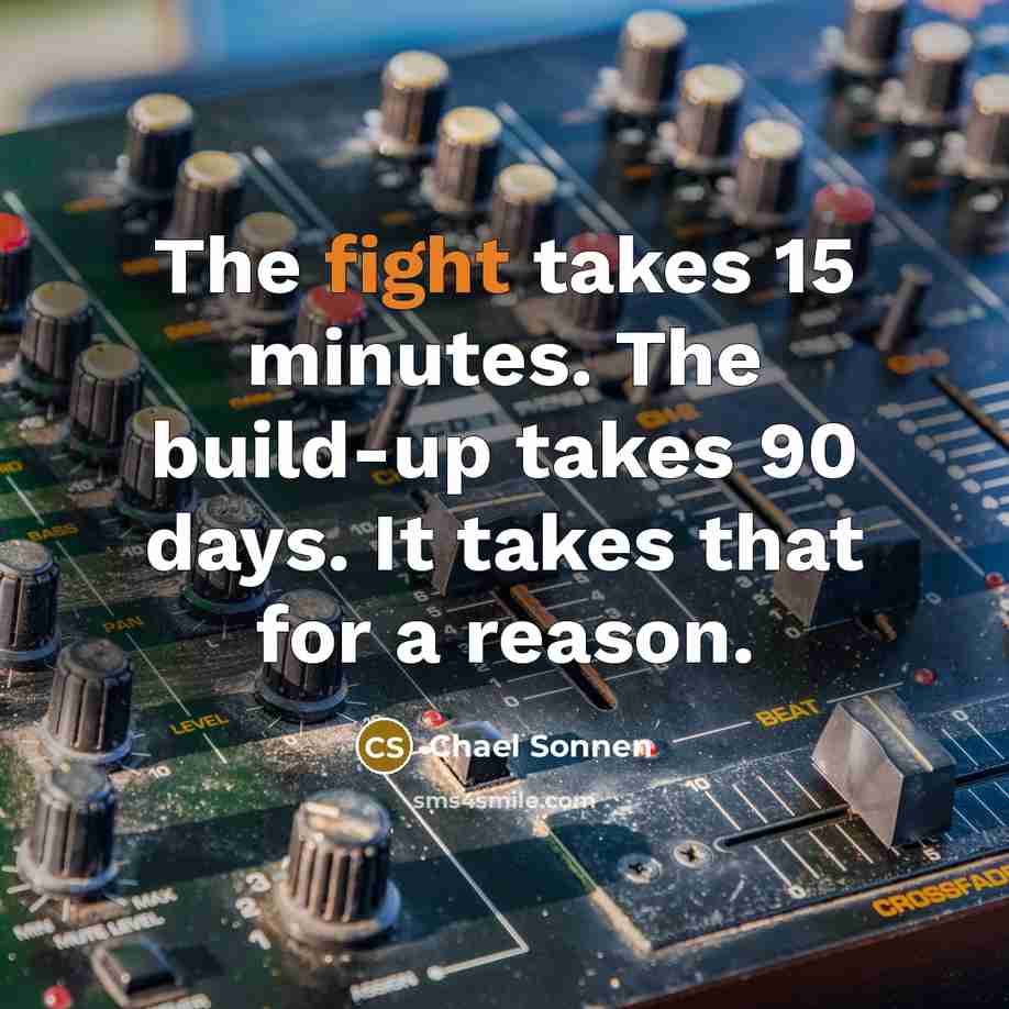 “The fight takes 15 minutes. The build-up takes 90 days.…” quote by Chael Sonnen