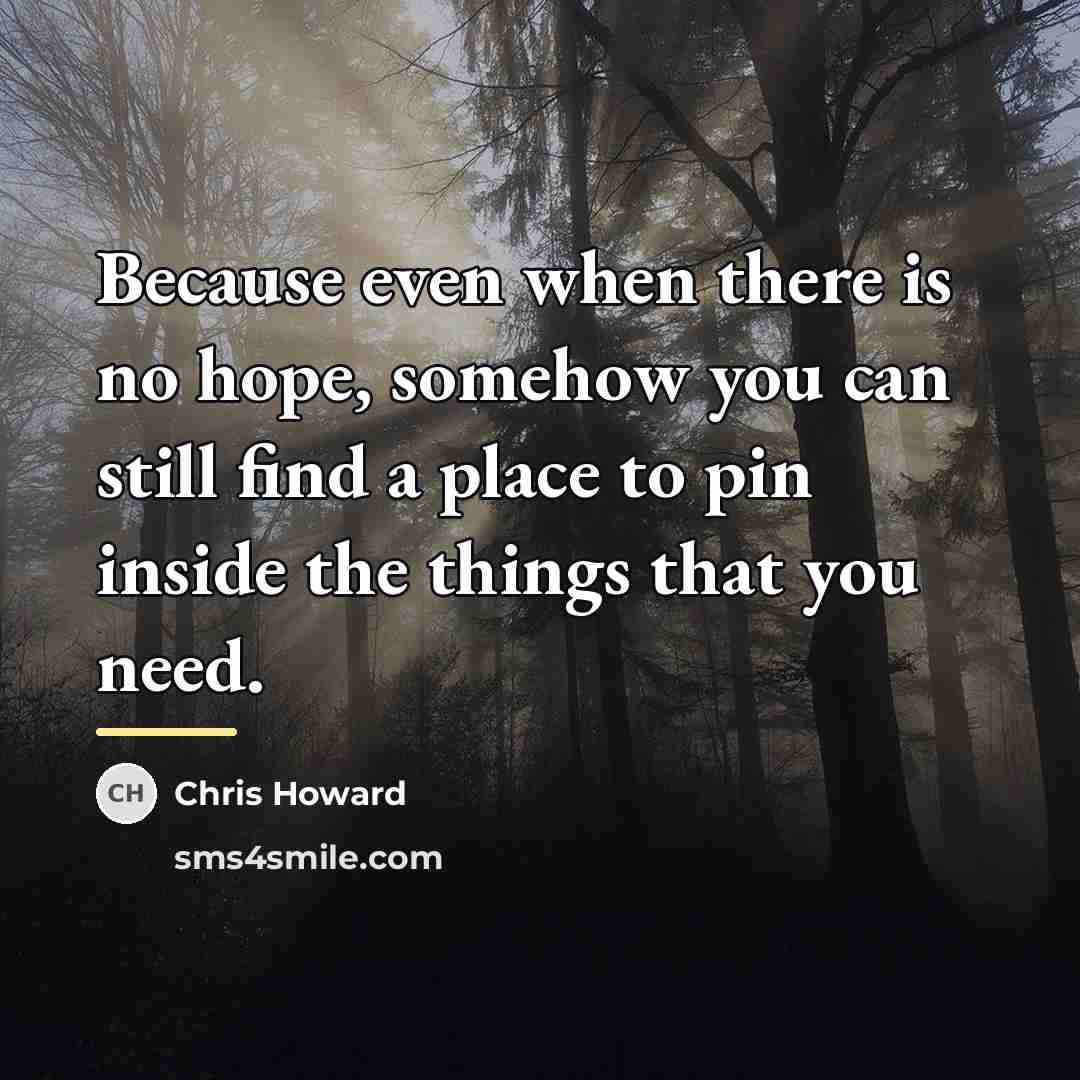 “Because even when there is no hope, somehow you can…” quote by Chris Howard