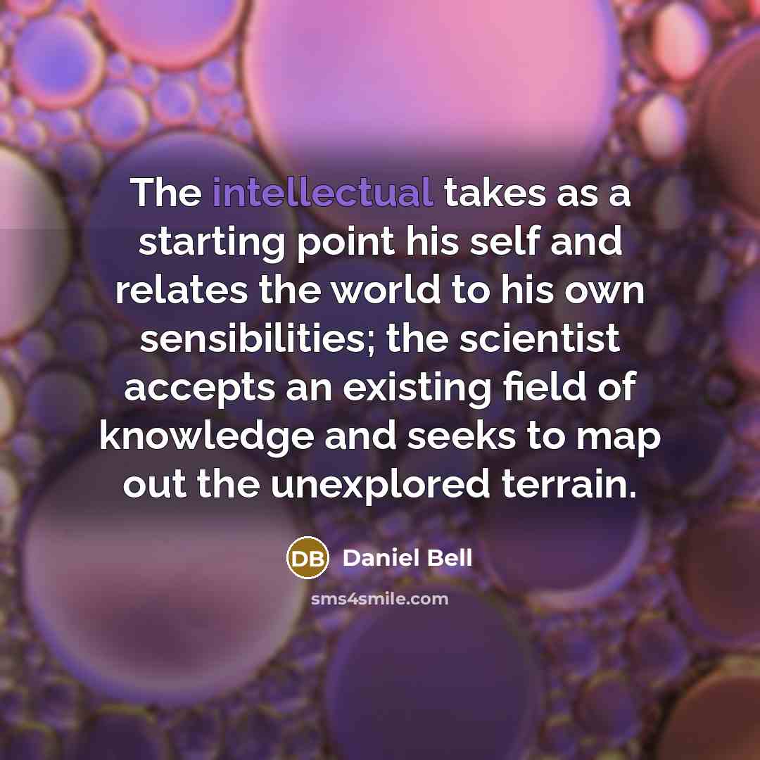 “The intellectual takes as a starting point his self and…” quote by Daniel Bell