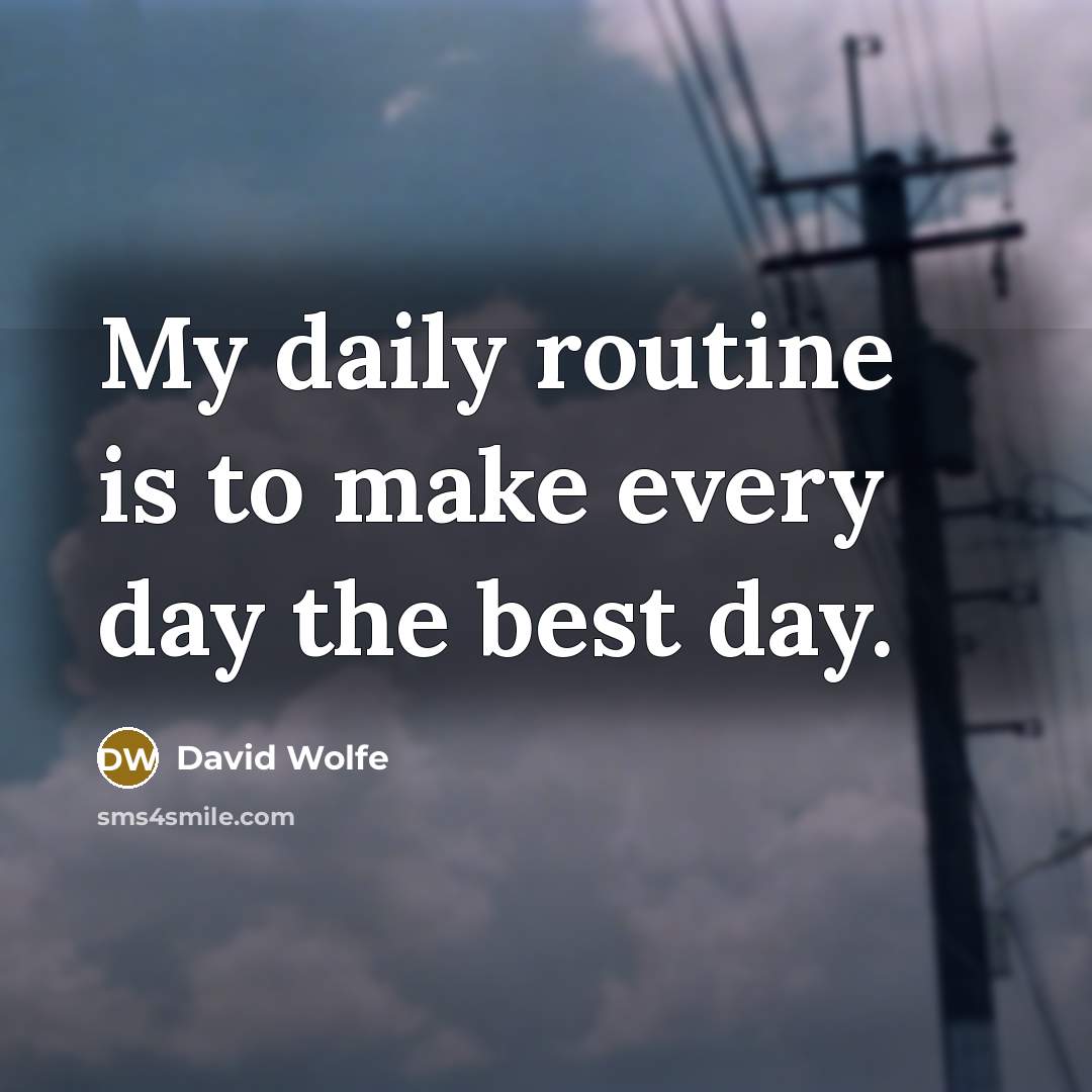 “My daily routine is to make every day the best day.” quote by David Wolfe