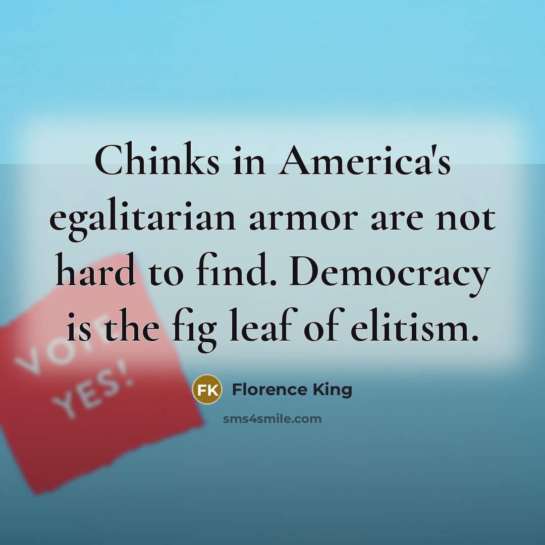 “Chinks in America's egalitarian armor are not hard to find.…” quote by Florence King