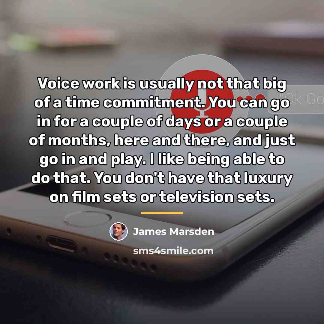 “Voice work is usually not that big of a time…” quote by James Marsden