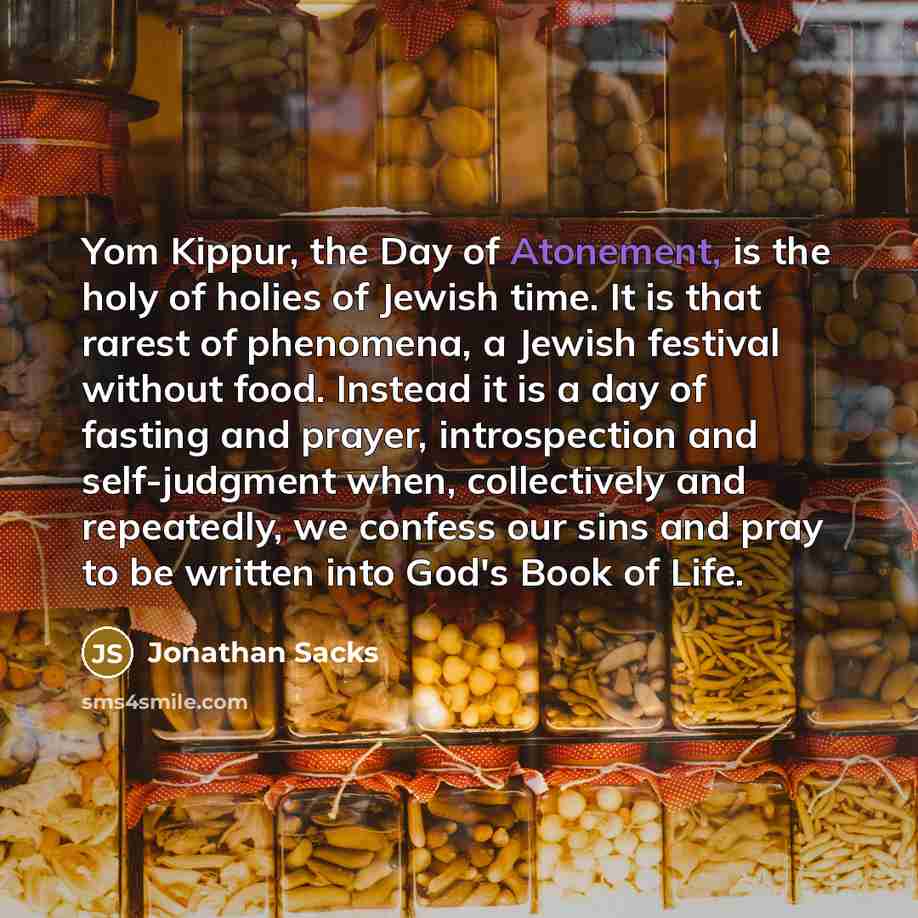 “Yom Kippur, the Day of Atonement, is the holy of…” quote by Jonathan Sacks
