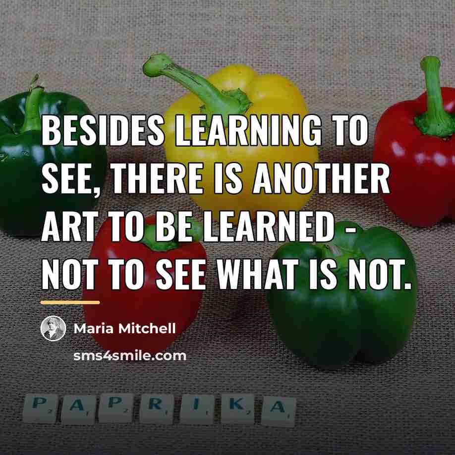 “Besides learning to see, there is another art to be…” quote by Maria Mitchell