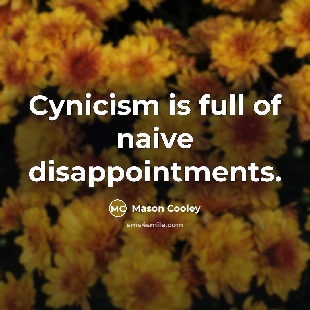 “Cynicism is full of naive disappointments.…” quote by Mason Cooley