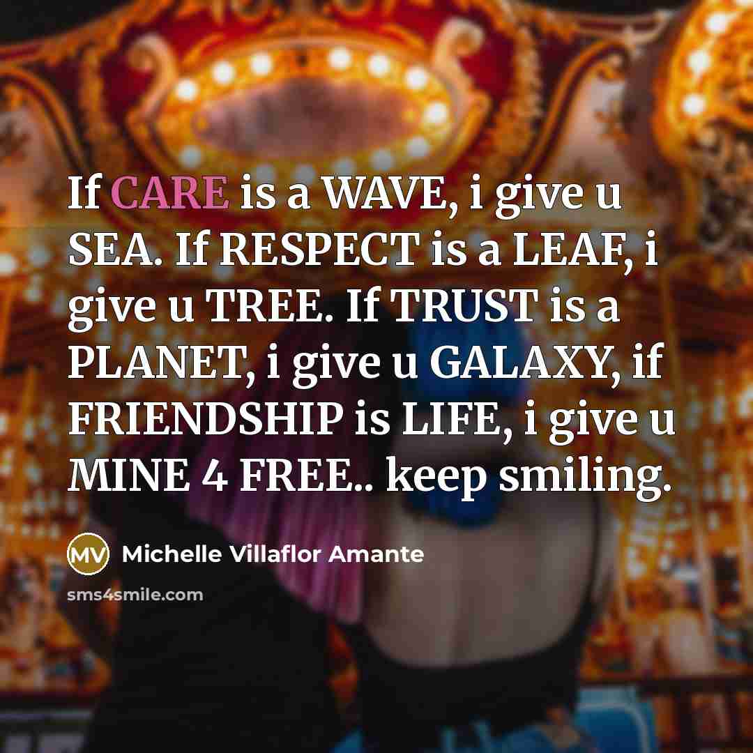 “If CARE is a WAVE, i give u SEA. If…” quote by Michelle Villaflor Amante