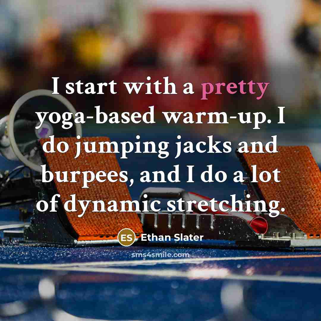 “I start with a pretty yoga-based warm-up. I do jumping…” quote by Ethan Slater