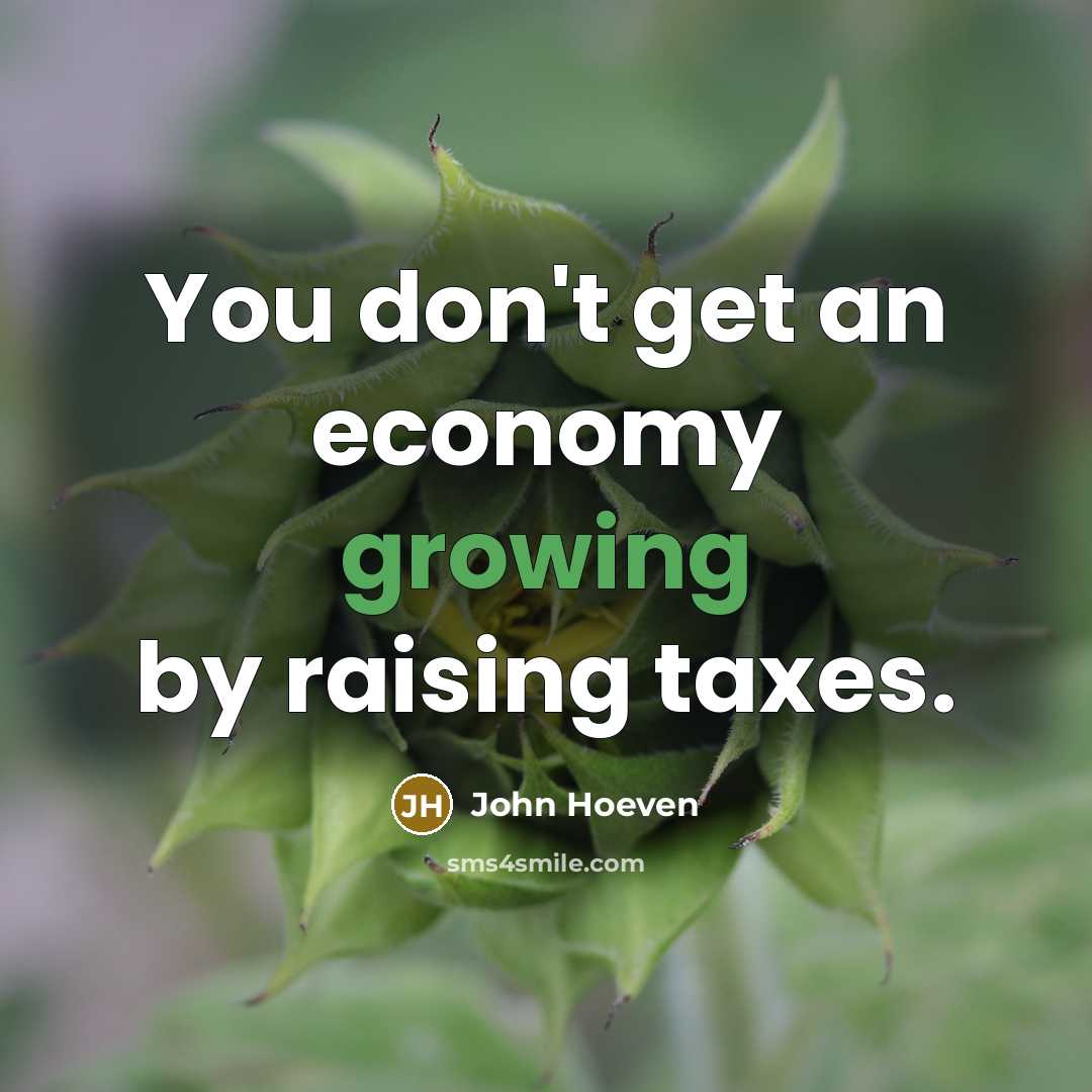 “You don't get an economy growing by raising taxes.…” quote by John Hoeven