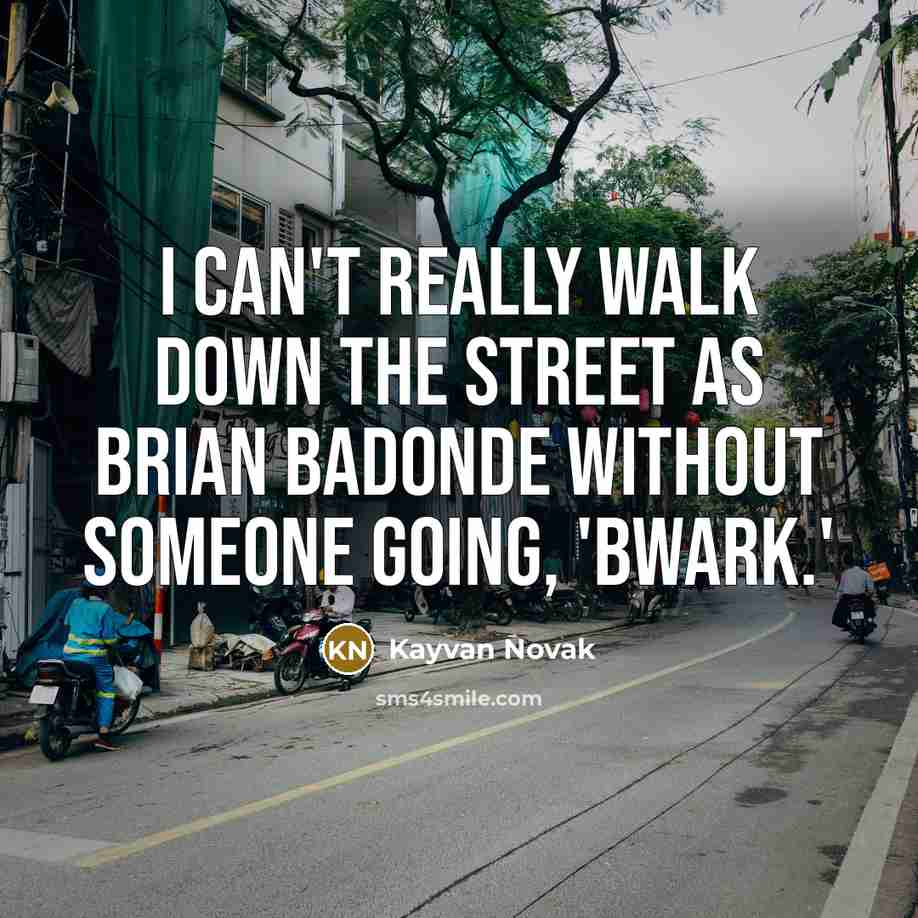 “I can't really walk down the street as Brian Badonde…” quote by Kayvan Novak