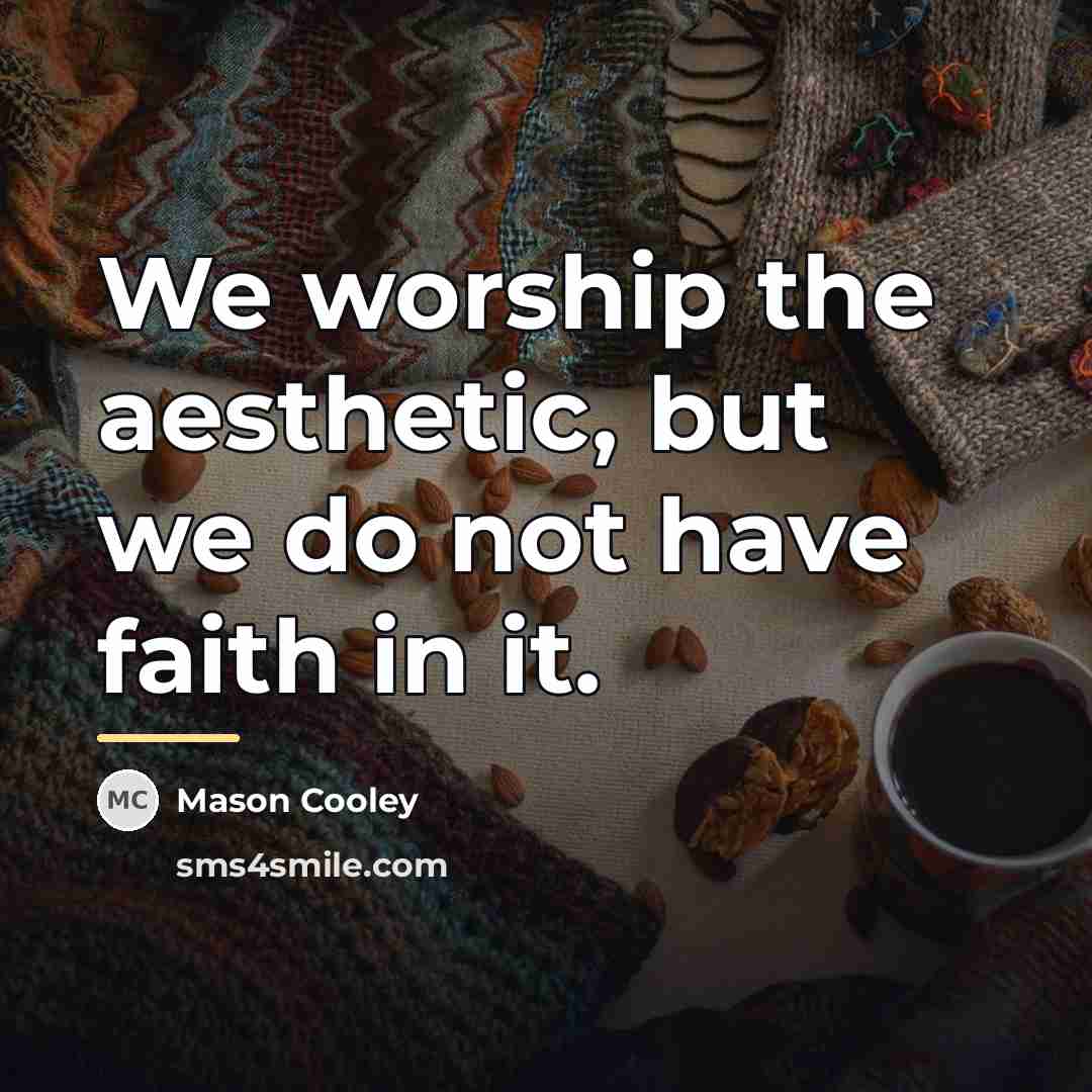 “We worship the aesthetic, but we do not have faith…” quote by Mason Cooley