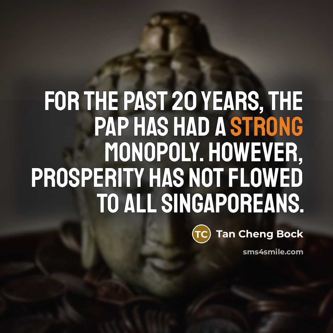 “For the past 20 years, the PAP has had a…” quote by Tan Cheng Bock