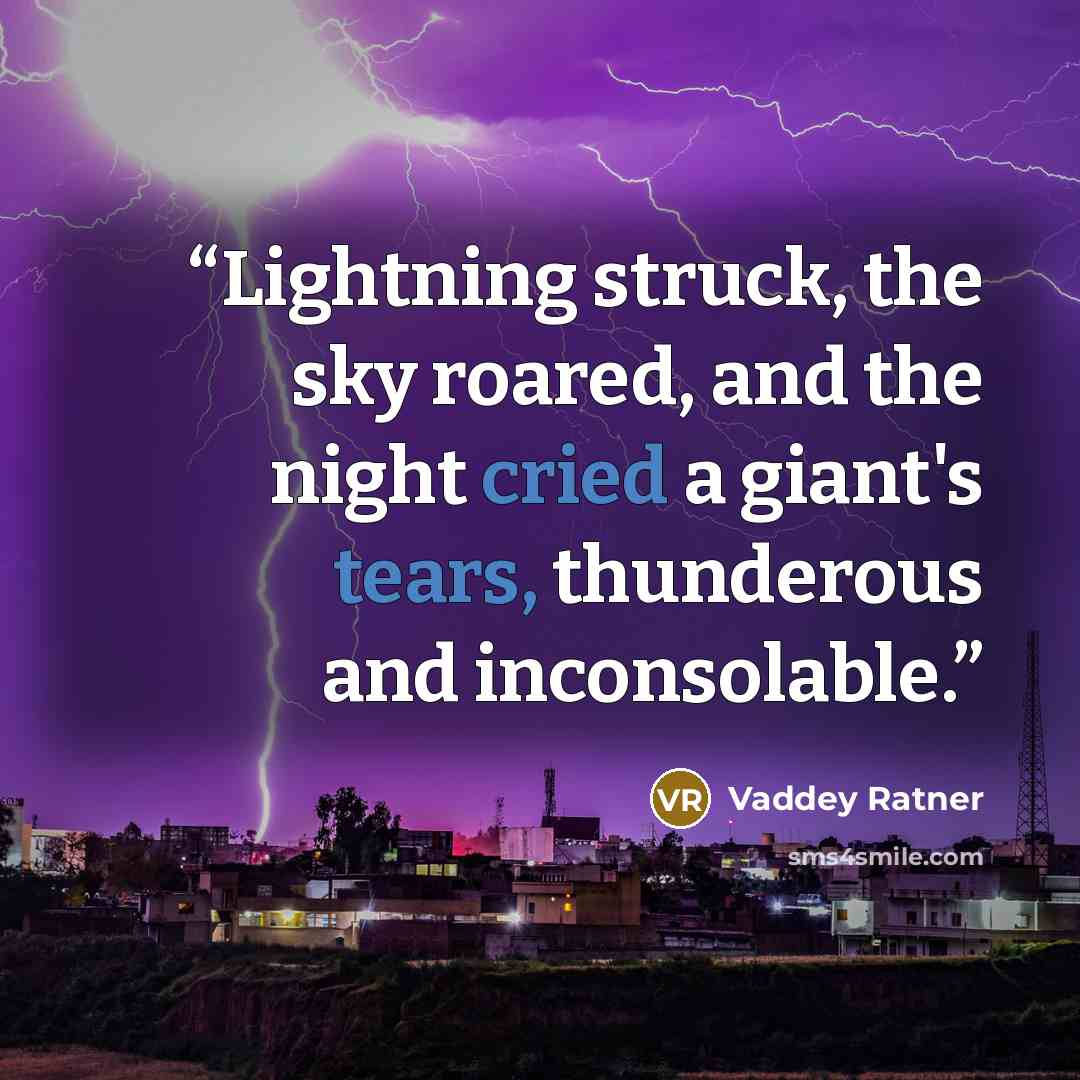 “Lightning struck, the sky roared, and the night cried a giant's tears, thunderous and inconsolable.” quote by Vaddey Ratner