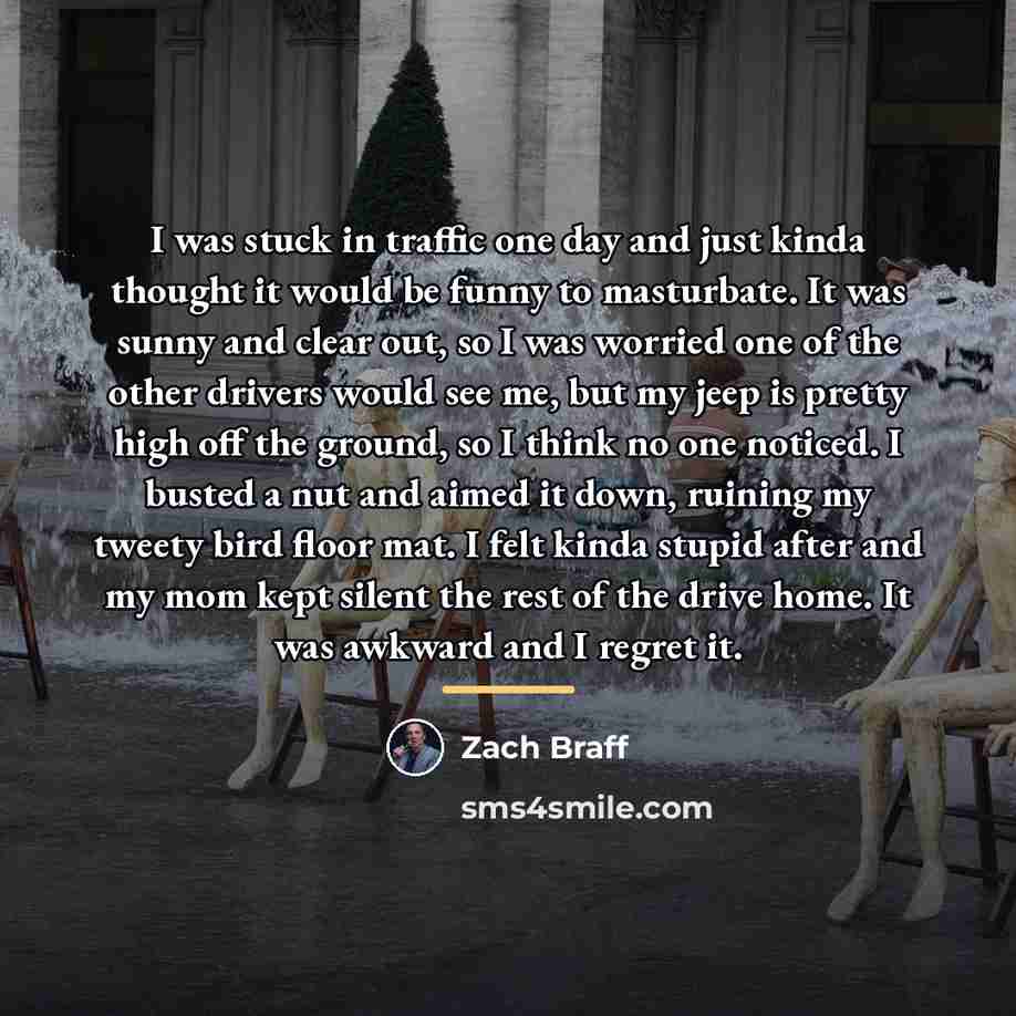 “I was stuck in traffic one day and just kinda…” quote by Zach Braff