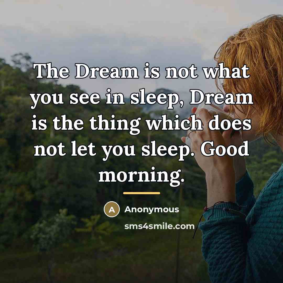“The Dream is not what you see in sleep, Dream…” quote by Anonymous