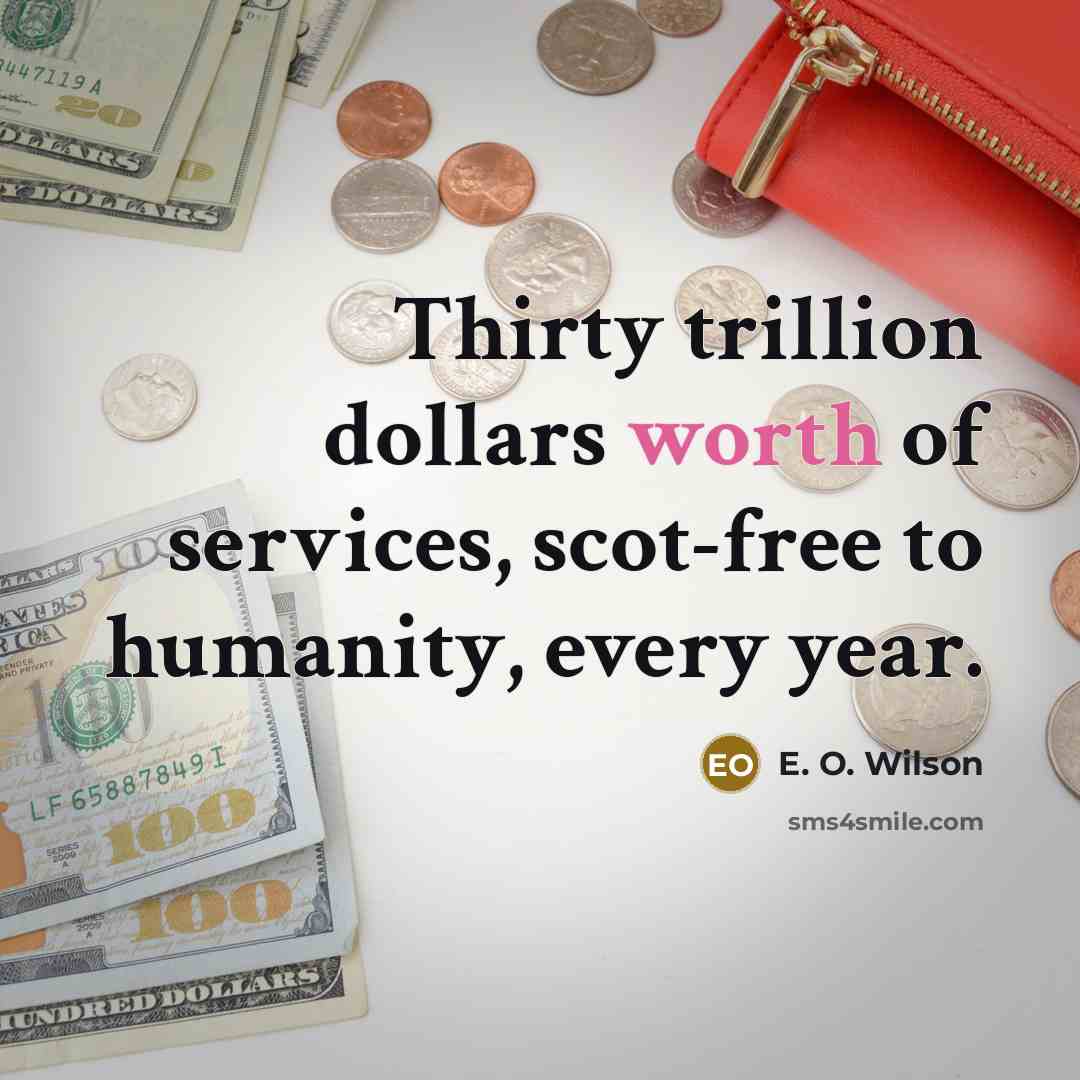 “Thirty trillion dollars worth of services, scot-free to humanity, every…” quote by E. O. Wilson