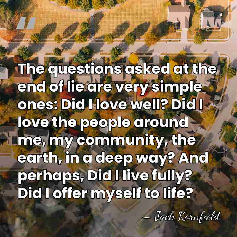 The questions asked at the end of lie are very simple ones:&hellip; - Jack Kornfield