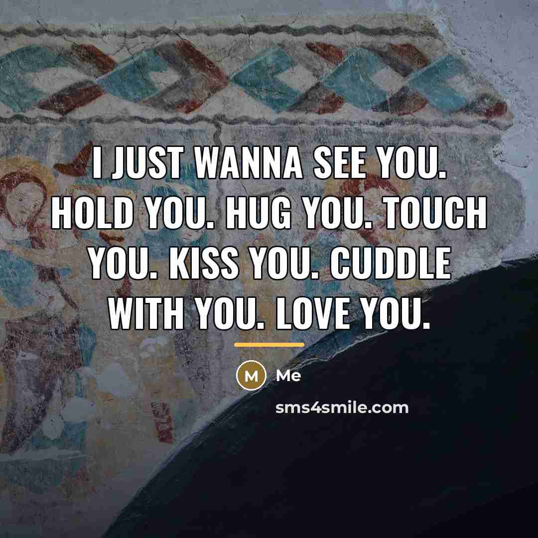 “I just wanna see you. hold you. hug you. touch…” quote by Me