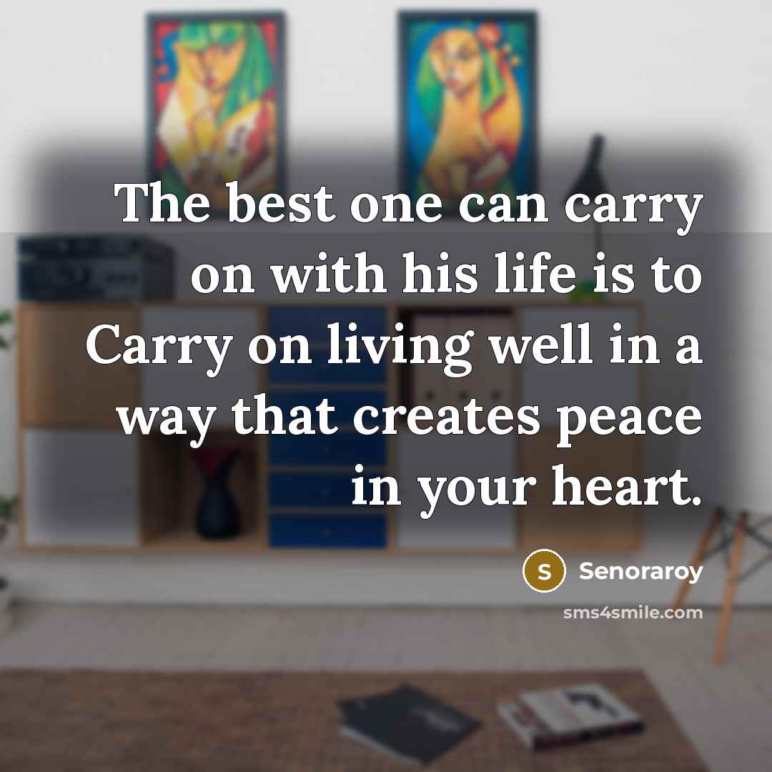 “The best one can carry on with his life is…” quote by Senoraroy