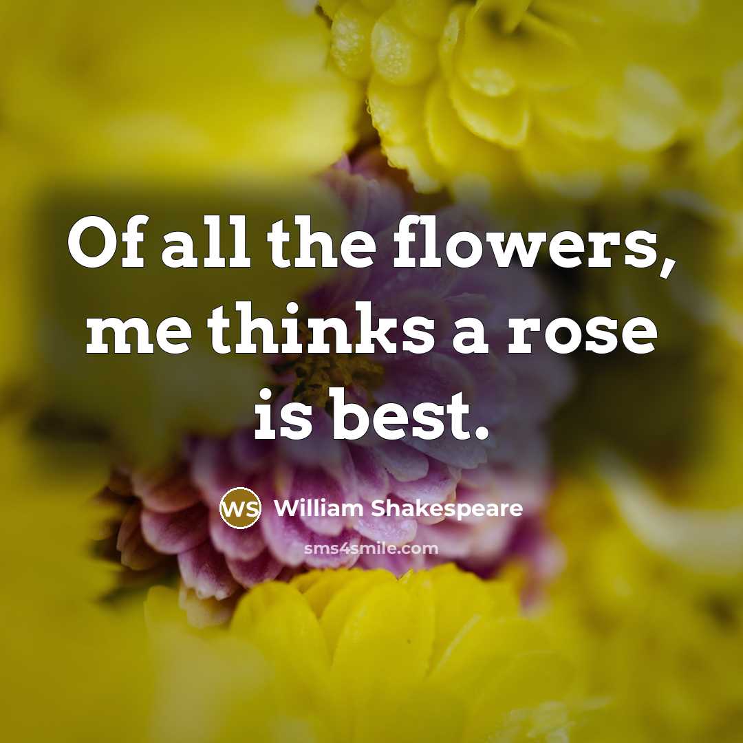 “Of all the flowers, me thinks a rose is best.…” quote by William Shakespeare