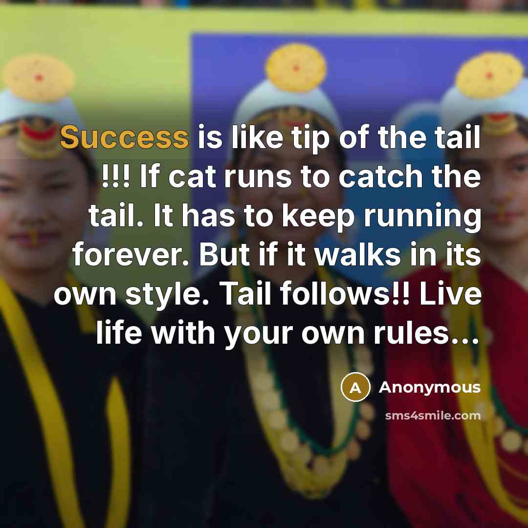 “Success is like tip of the tail !!! If cat…” quote by Anonymous