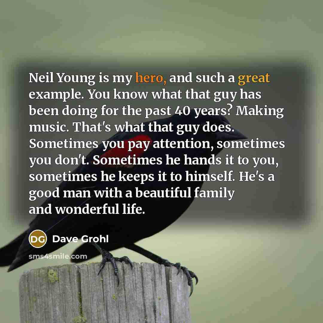 “Neil Young is my hero, and such a great example.…” quote by Dave Grohl