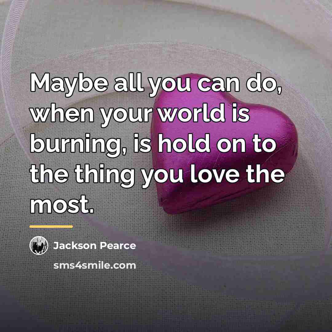 “Maybe all you can do, when your world is burning,…” quote by Jackson Pearce