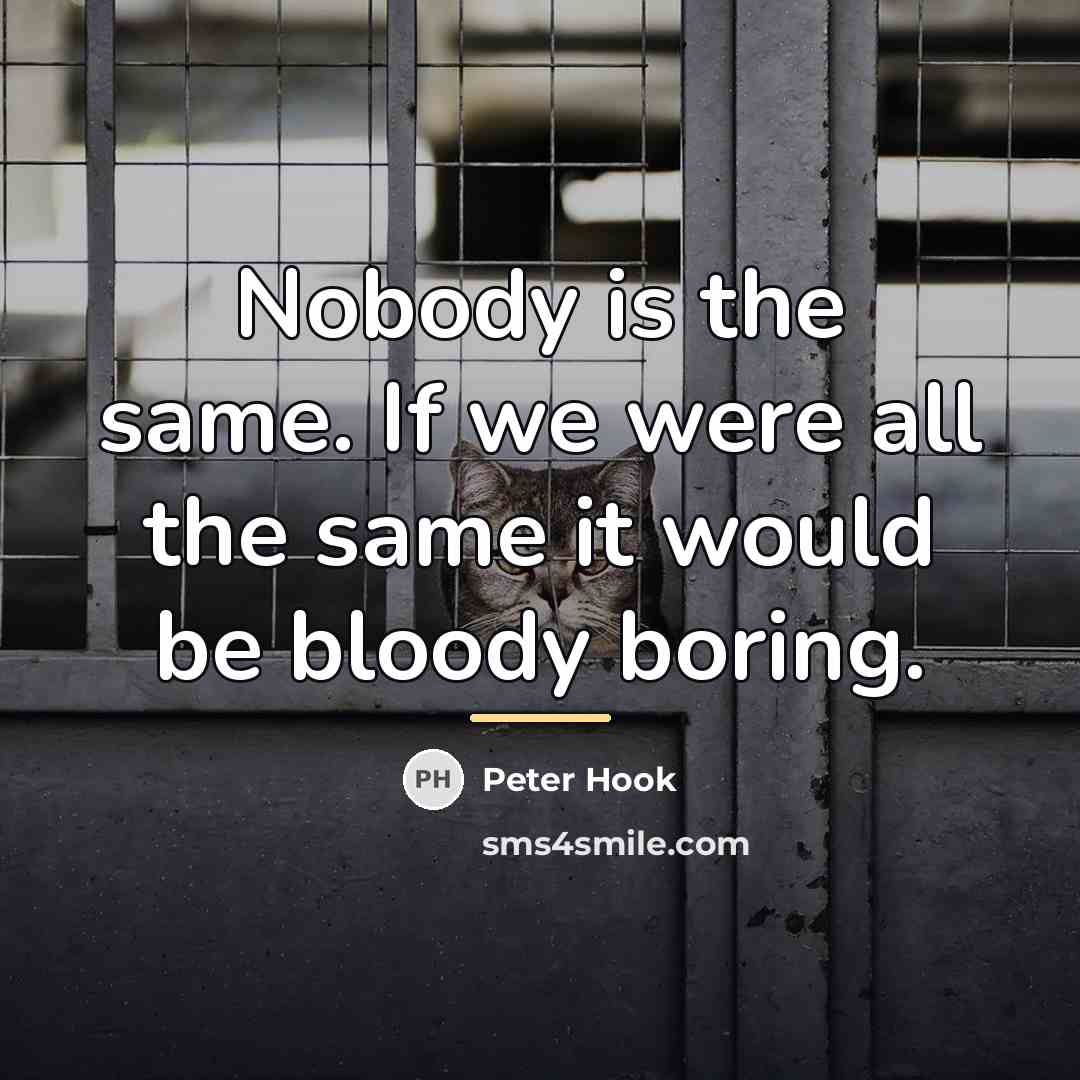 “Nobody is the same. If we were all the same…” quote by Peter Hook