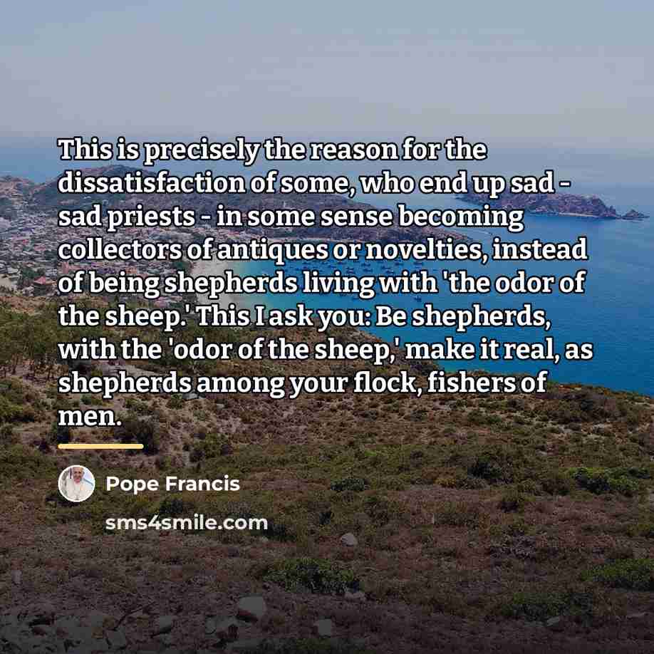 “This is precisely the reason for the dissatisfaction of some,…” quote by Pope Francis