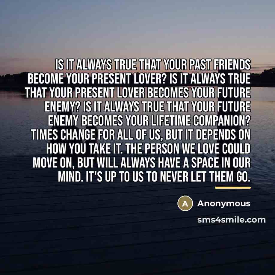 “Is it always true that your Past Friends become your…” quote by Anonymous