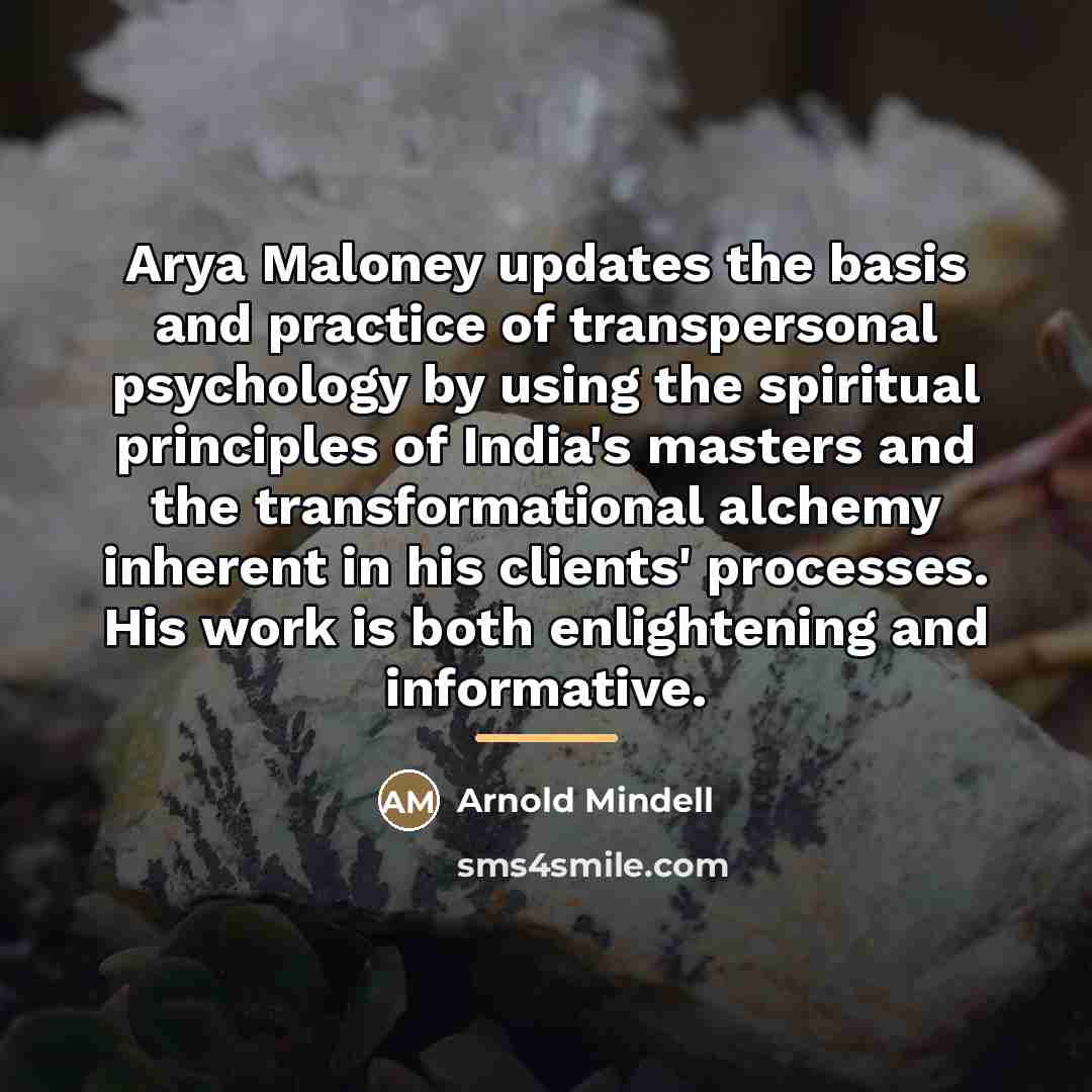 “Arya Maloney updates the basis and practice of transpersonal psychology…” quote by Arnold Mindell