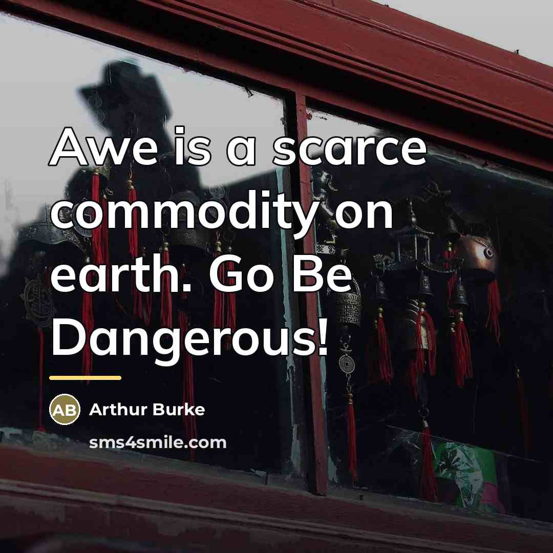 “Awe is a scarce commodity on earth. Go Be Dangerous!…” quote by Arthur Burke