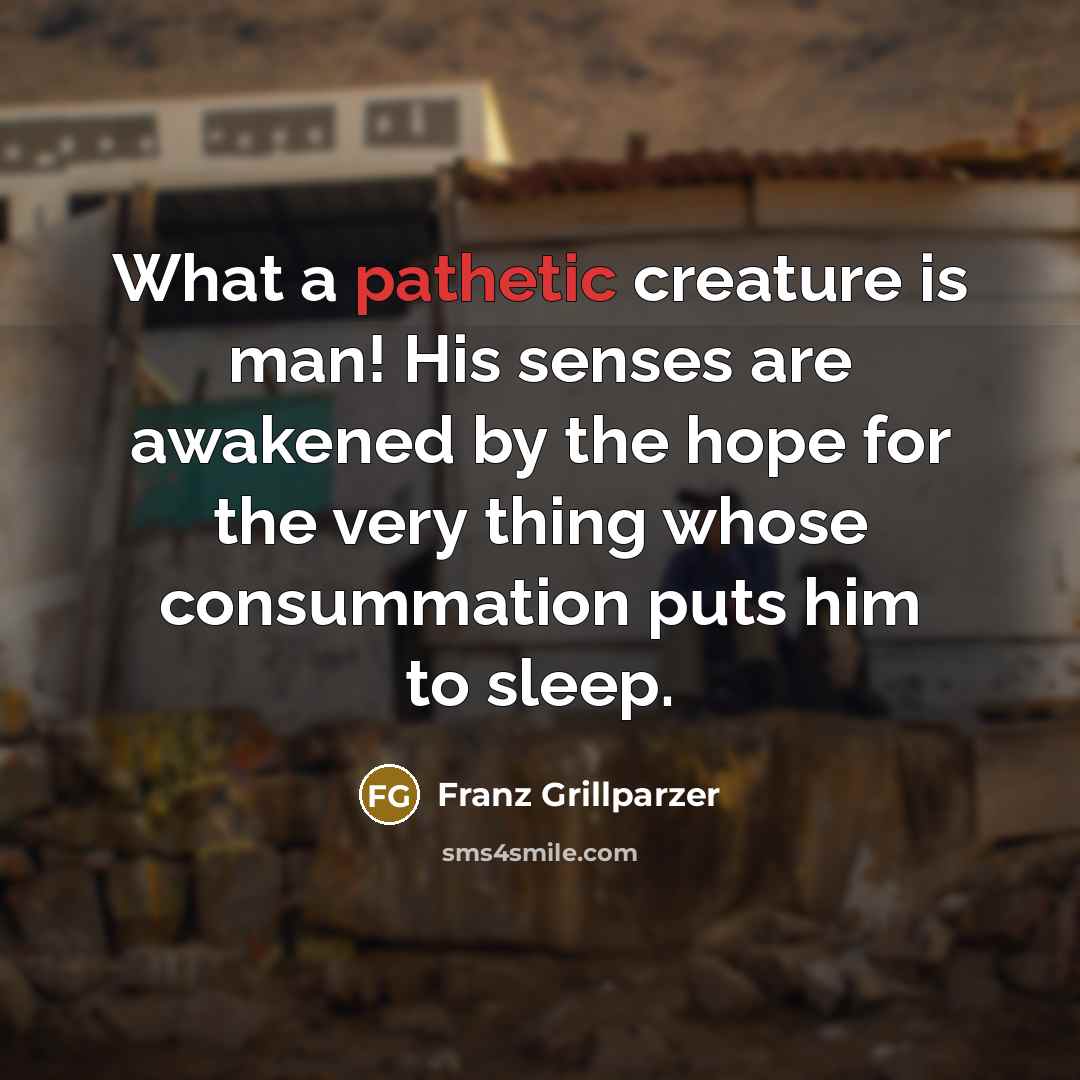 “What a pathetic creature is man! His senses are awakened…” quote by Franz Grillparzer