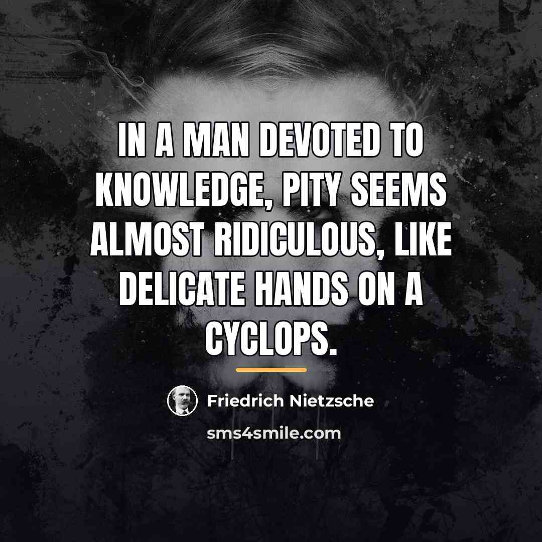 “In a man devoted to knowledge, pity seems almost ridiculous,…” quote by Friedrich Nietzsche