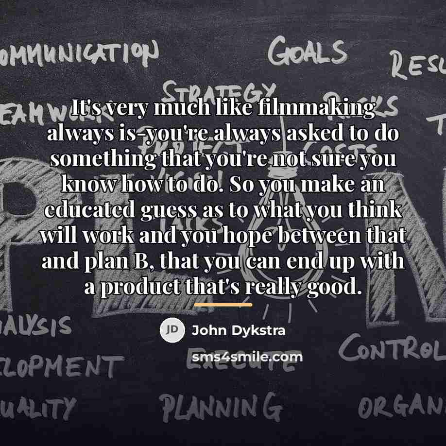 “It's very much like filmmaking always is-you're always asked to…” quote by John Dykstra