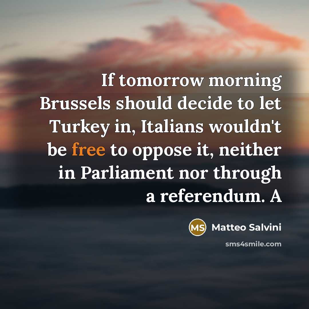 “If tomorrow morning Brussels should decide to let Turkey in,…” quote by Matteo Salvini