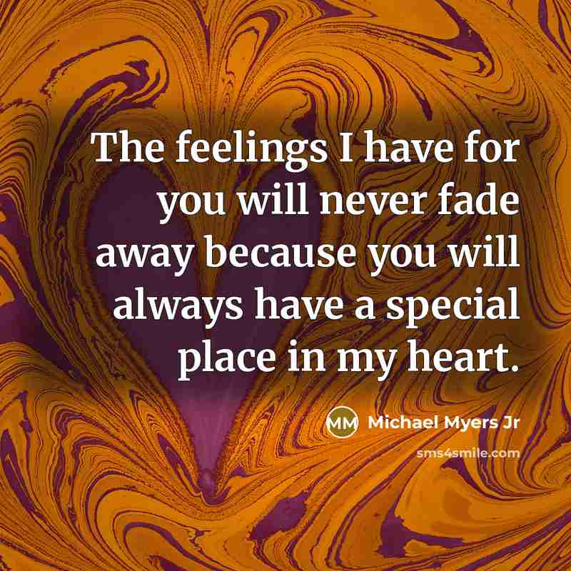 “The feelings I have for you will never fade away…” quote by Michael Myers Jr