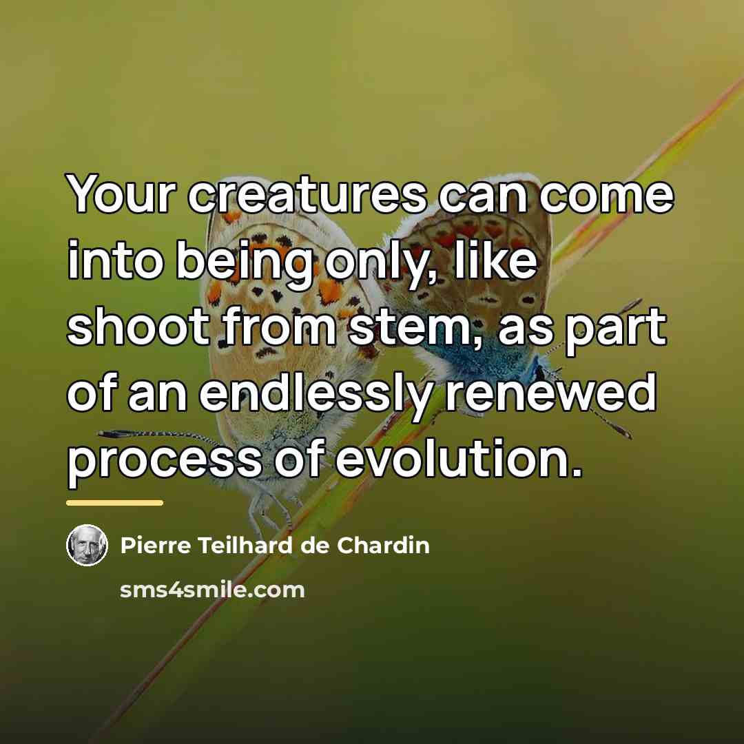 “Your creatures can come into being only, like shoot from…” quote by Pierre Teilhard de Chardin