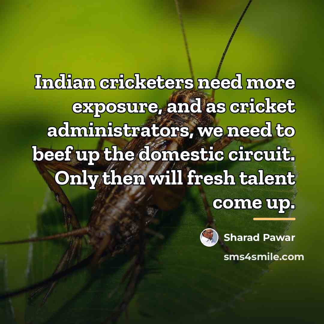 “Indian cricketers need more exposure, and as cricket administrators, we…” quote by Sharad Pawar