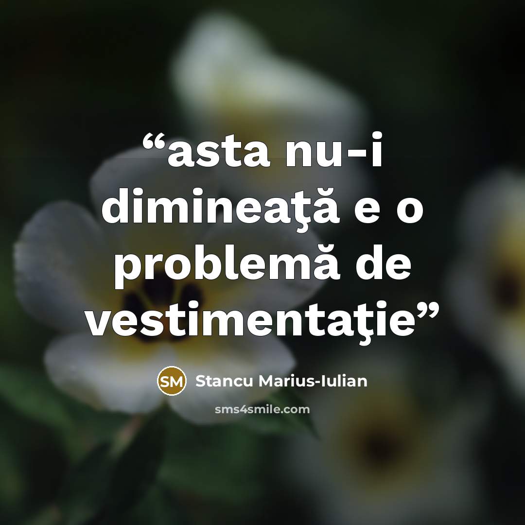 “asta nu-i dimineaţă e o problemă de vestimentaţie” quote by Stancu Marius-Iulian