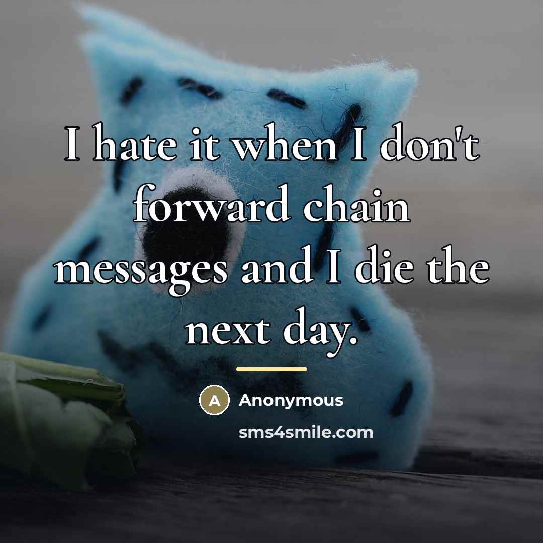 “I hate it when I don't forward chain messages and…” quote by Anonymous