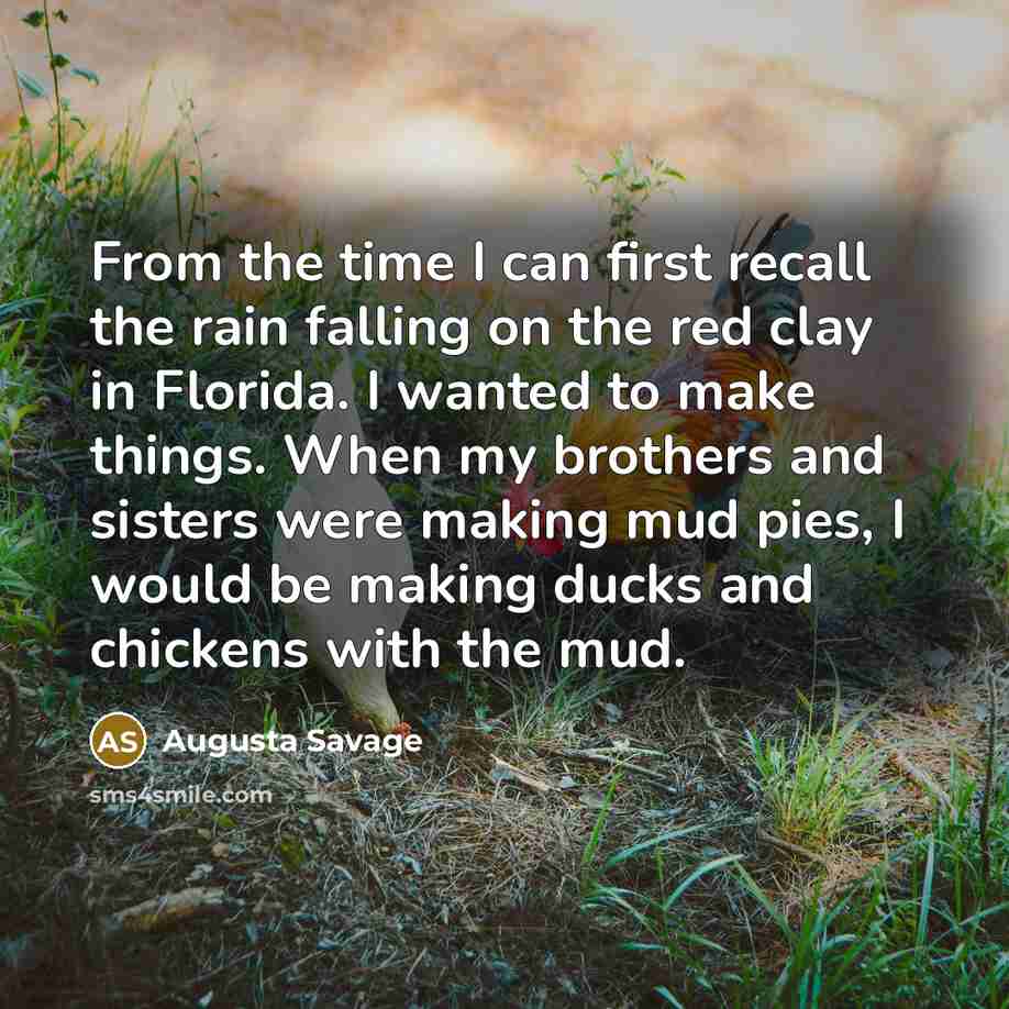 “From the time I can first recall the rain falling…” quote by Augusta Savage