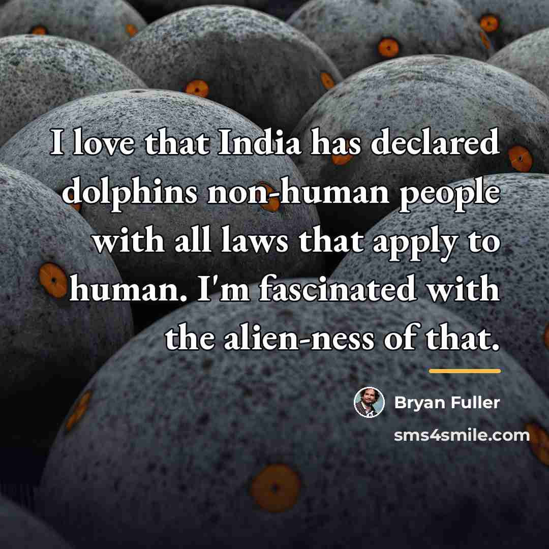 “I love that India has declared dolphins non-human people with…” quote by Bryan Fuller