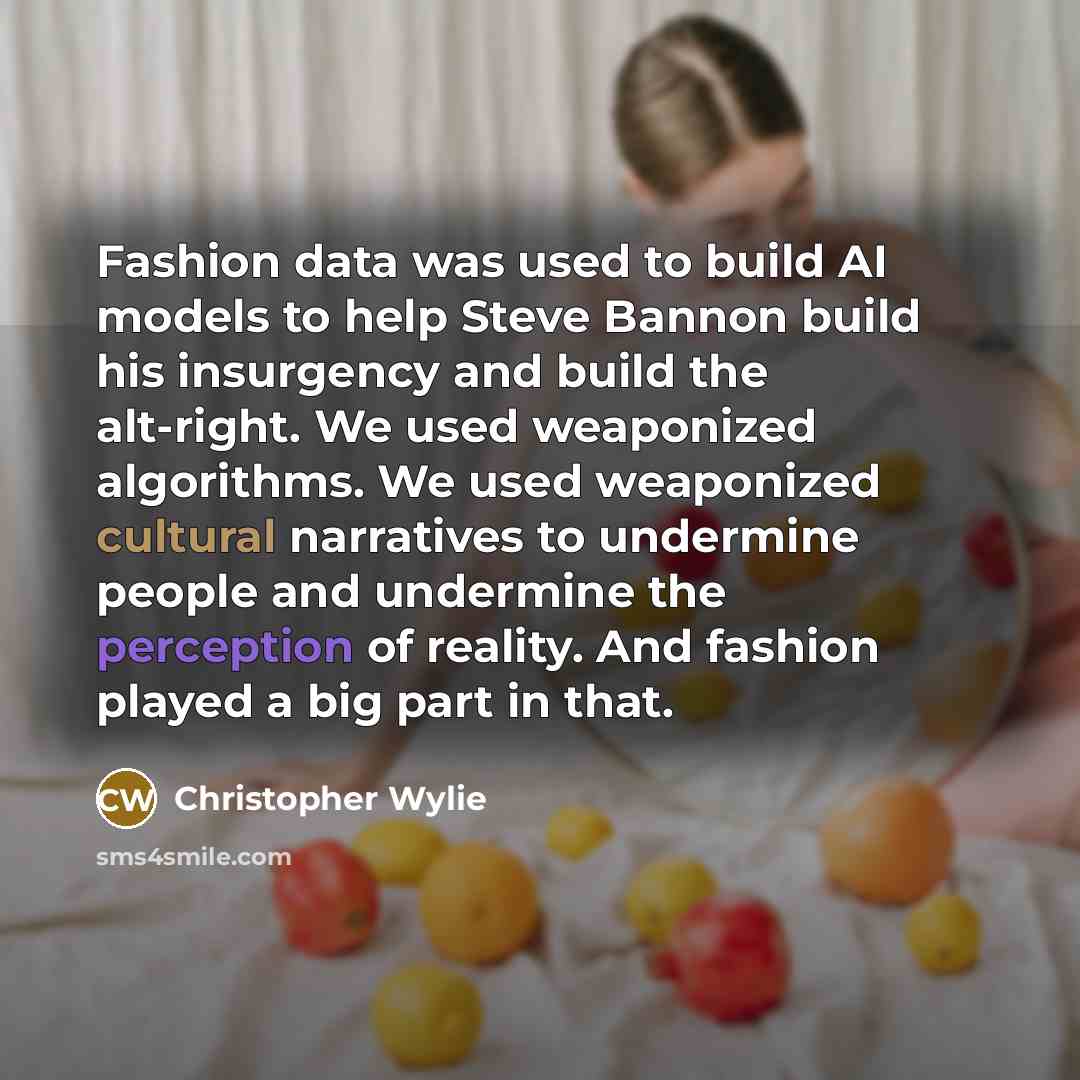 “Fashion data was used to build AI models to help…” quote by Christopher Wylie