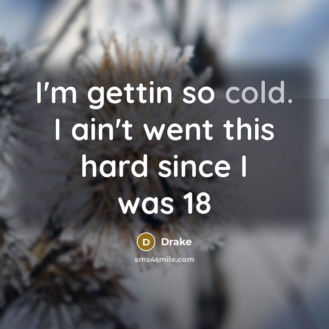 “I'm gettin so cold. I ain't went this hard since I was 18” quote by Drake