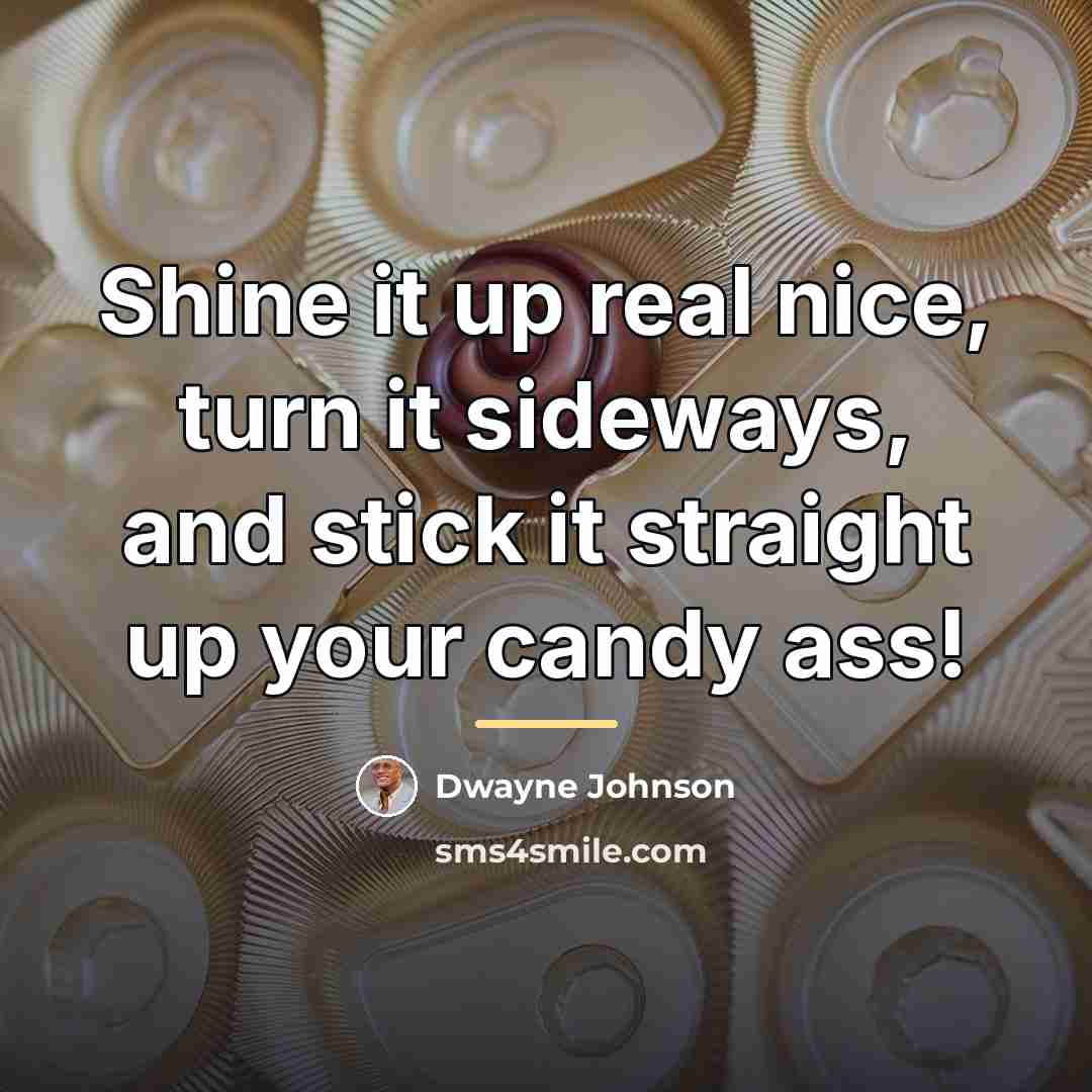 “Shine it up real nice, turn it sideways, and stick…” quote by Dwayne Johnson