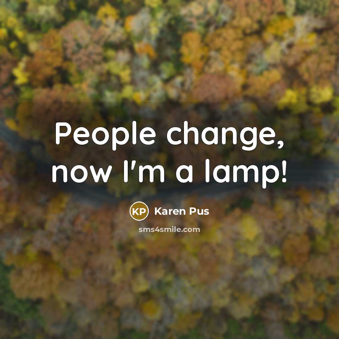 “People change, now I'm a lamp!” quote by Karen Pus