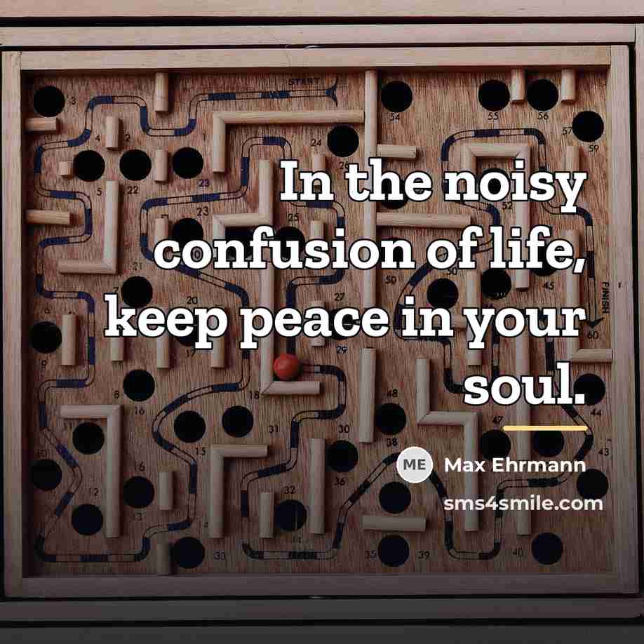 “In the noisy confusion of life, keep peace in your…” quote by Max Ehrmann
