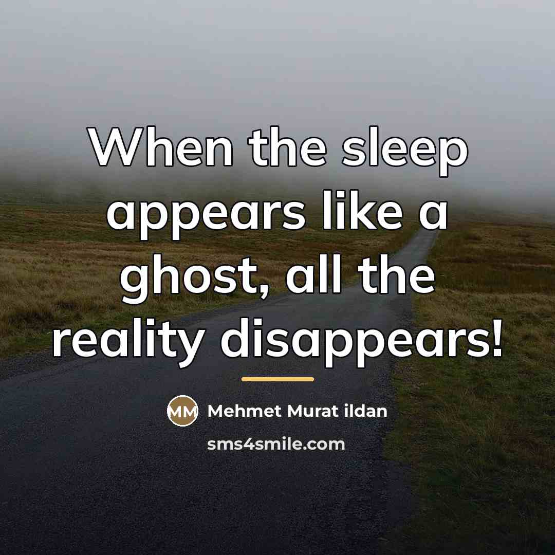 “When the sleep appears like a ghost, all the reality…” quote by Mehmet Murat Ildan