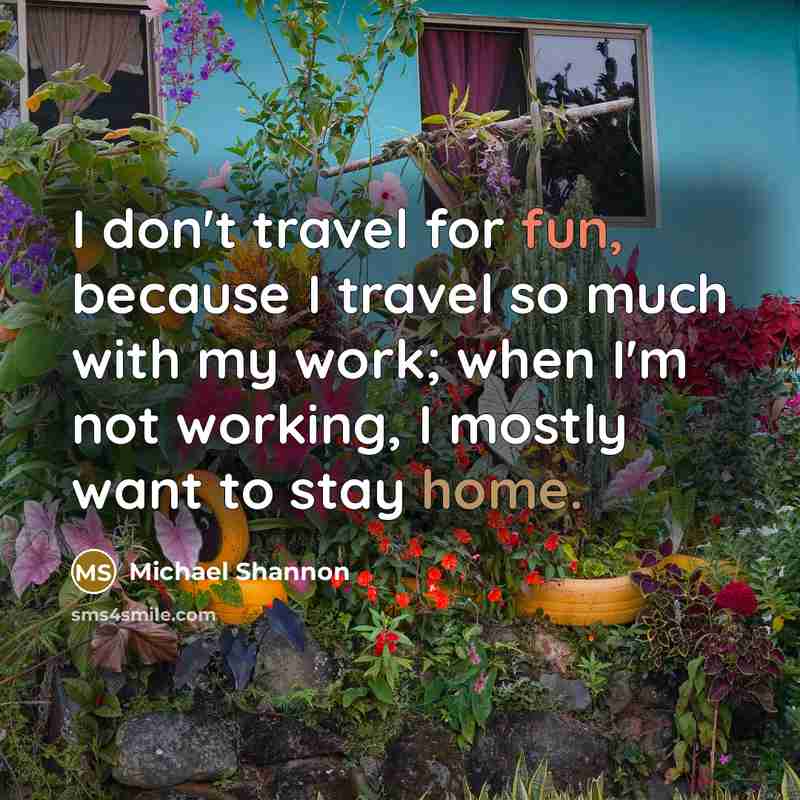 “I don't travel for fun, because I travel so much…” quote by Michael Shannon