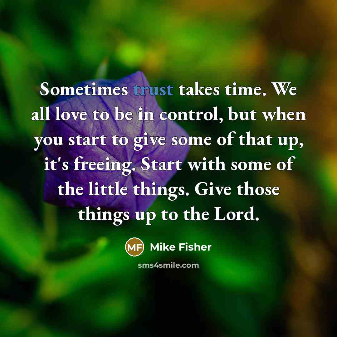 “Sometimes trust takes time. We all love to be in…” quote by Mike Fisher